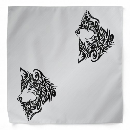 Black Tribal Wolf Bandana