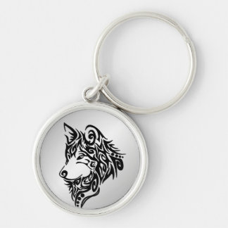 Black Tribal Wolf Keychain