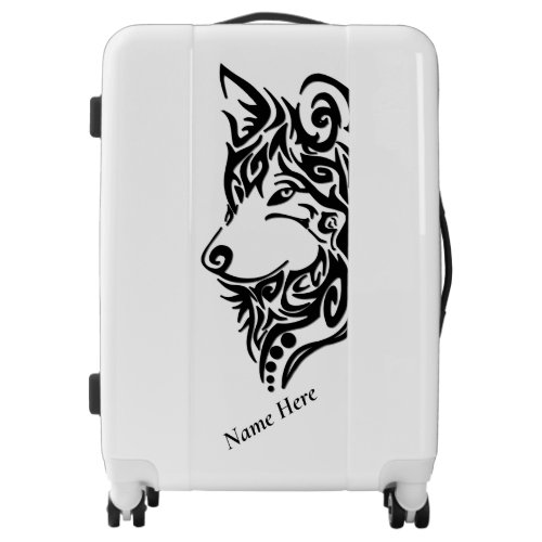 Black Tribal Wolf Luggage