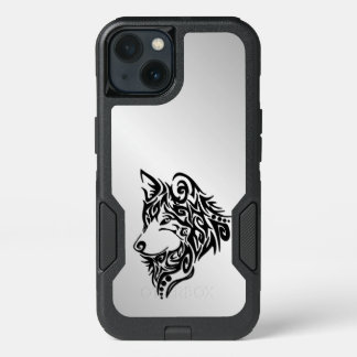 Black Tribal Wolf iPhone 13 Case