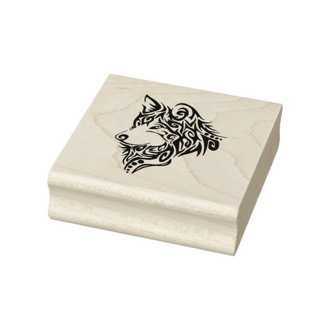 Black Tribal Wolf Rubber Stamp (Stamp)
