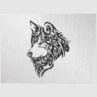 Black Tribal Wolf Tissue Paper