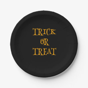Black trick or treat Halloween  Paper Plates