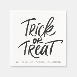 Black Trick or Treat Lettering Halloween Party Napkins