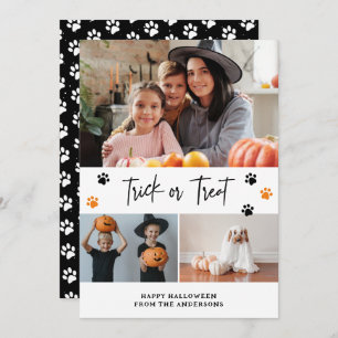 Black Trick or Treat Pet Photo Halloween Holiday Card