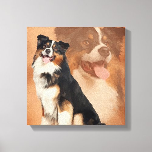 Black tricolor Australian Shepherd _ Aussie Canvas Print