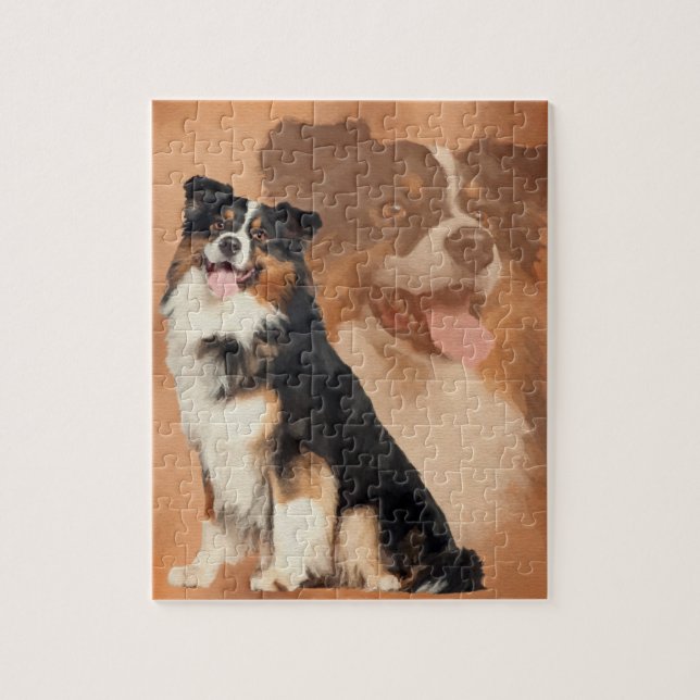 Black tricolor Australian Shepherd - Aussie Jigsaw Puzzle (Vertical)