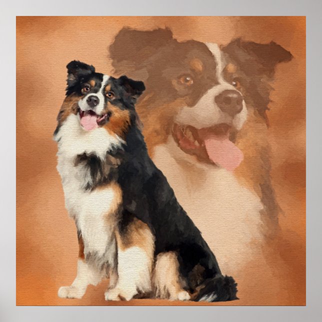 Black tricolor Australian Shepherd - Aussie Poster (Front)