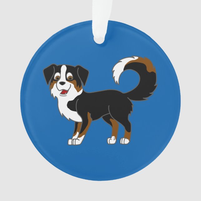 Black Tricolor Australian Shepherd Dog Ornament (Front)