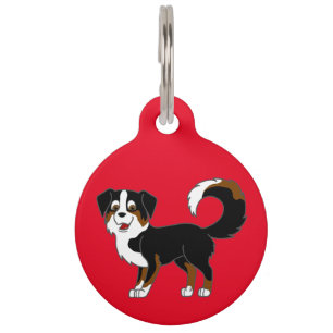 Black Tricolor Australian Shepherd Dog Pet Name Tag