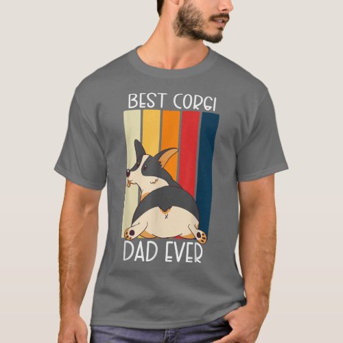 Black Tricolor Corgi Dog Lover Best Corgi Dad Ever T_Shirt