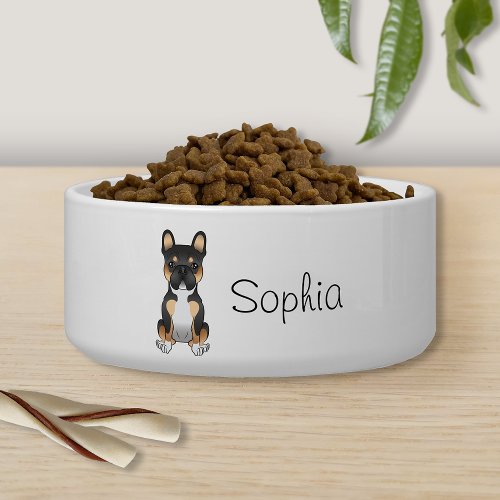 Black Tricolor French Bulldog Frenchie Dog  Name Bowl