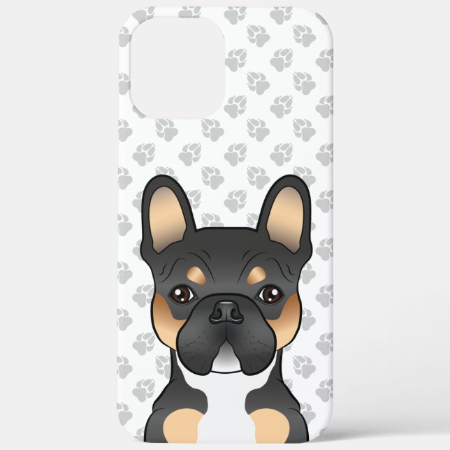 Black Tricolor French Bulldog Frenchie Dog & Paws Case-Mate iPhone Case (Back)