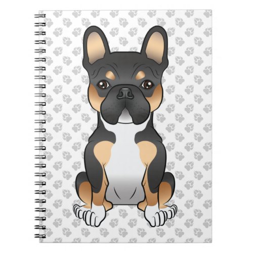 Black Tricolor French Bulldog Frenchie Dog  Paws Notebook