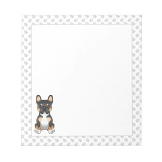 Black Tricolor French Bulldog Frenchie Dog &amp; Paws Notepad