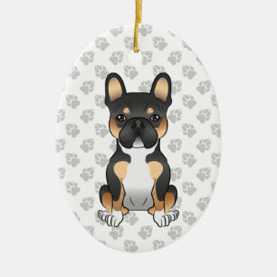 Black Tricolor French Bulldog Frenchie Dog & Text Ceramic Ornament