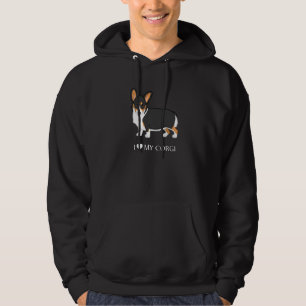 Black Tricolor I Love My Pembroke Corgi Dog Hoodie