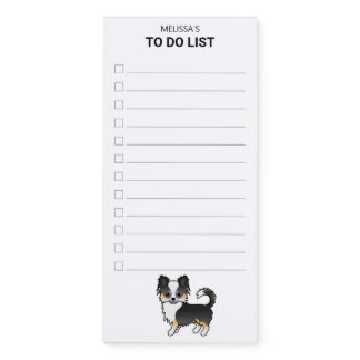 Black Tricolor Long Coat Chihuahua Dog To Do List Magnetic Notepad