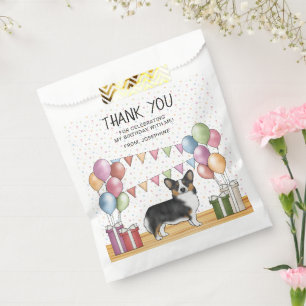 Black Tricolor Pembroke Corgi Birthday Thank You Favor Bag