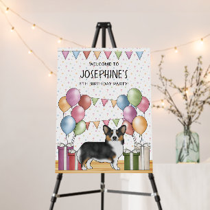 Black Tricolor Pembroke Corgi Dog Birthday Welcome Foam Board