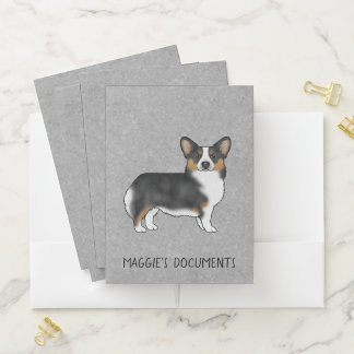 Black Tricolor Pembroke Welsh Corgi And Text Pocket Folder