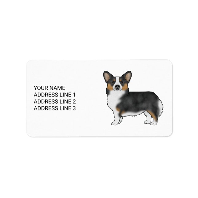 Black Tricolor Pembroke Welsh Corgi And Your Text Label (Front)