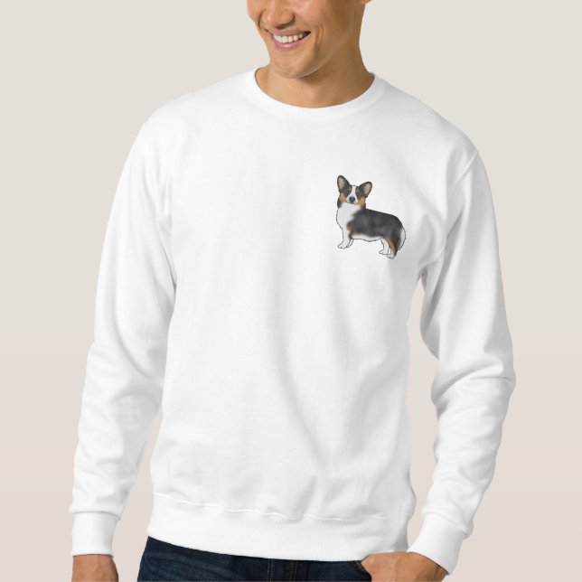 Black Tricolor Pembroke Welsh Corgi Art Design Sweatshirt (Front)