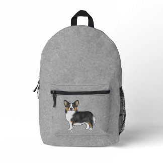 Black Tricolor Pembroke Welsh Corgi Cute Dog Gray Printed Backpack