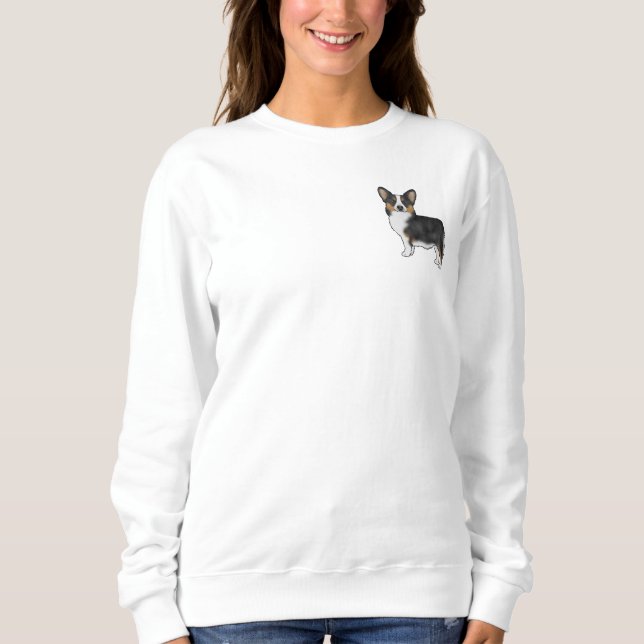 Black Tricolor Pembroke Welsh Corgi Cute Dog Sweatshirt (Front)