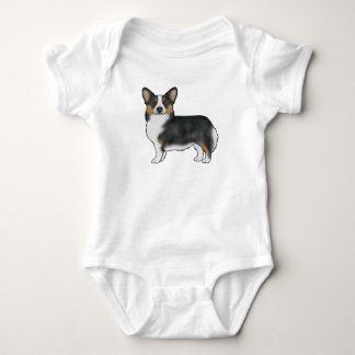 Black Tricolor Pembroke Welsh Corgi Dog Art Design Baby Bodysuit