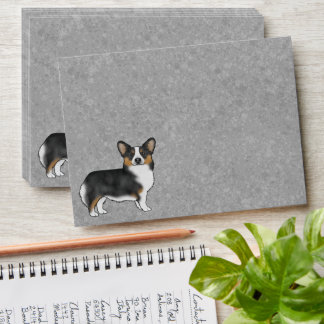 Black Tricolor Pembroke Welsh Corgi Dog Gray Envelope