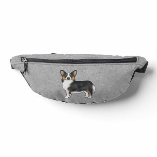 Black Tricolor Pembroke Welsh Corgi Dog Gray Fanny Pack