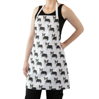 Black Tricolor Pembroke Welsh Corgi Dog Pattern Apron
