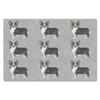 Black Tricolor Pembroke Welsh Corgi Dog Pattern Tissue Paper