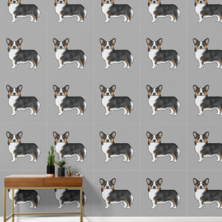 Black Tricolor Pembroke Welsh Corgi Dog Pattern Wallpaper