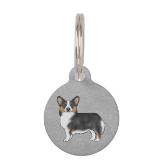 Black Tricolor Pembroke Welsh Corgi Dog Standing Pet ID Tag