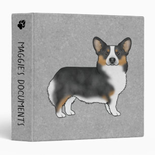 Black Tricolor Pembroke Welsh Corgi Dog With Text 3 Ring Binder