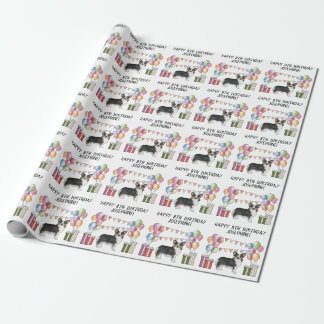 Black Tricolor Pembroke Welsh Corgi Happy Birthday Wrapping Paper