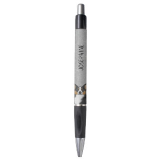 Black Tricolor Pembroke Welsh Corgi Head And Name Pen
