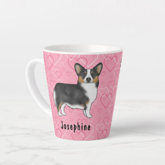 Black Tricolor Pembroke Welsh Corgi Heart Pattern Latte Mug