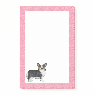 Black Tricolor Pembroke Welsh Corgi Love Pink Post-it Notes