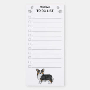 Black Tricolor Pembroke Welsh Corgi To-Do List Magnetic Notepad