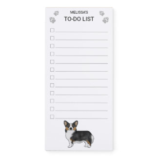 Black Tricolor Pembroke Welsh Corgi To-Do List Magnetic Notepad