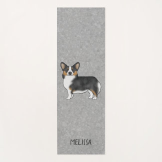 Black Tricolor Pembroke Welsh Corgi With Name Yoga Mat