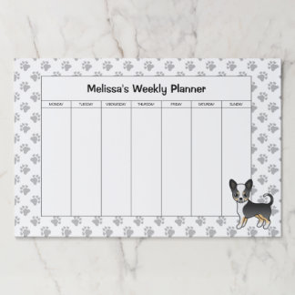 Black Tricolor Smooth Chihuahua Dog Weekly Planner Paper Pad