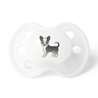 Black Tricolor Smooth Coat Chihuahua Cartoon Dog Pacifier