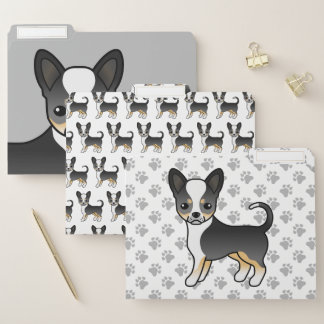 Black Tricolor Smooth Coat Chihuahua Cute Dog File Folder
