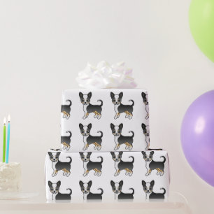 Black Tricolor Smooth Coat Chihuahua Dog Pattern Wrapping Paper
