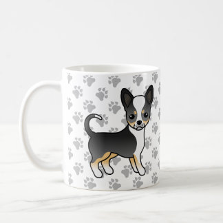 Black Tricolor Smooth Coat Chihuahua Dog &amp; Paws Coffee Mug