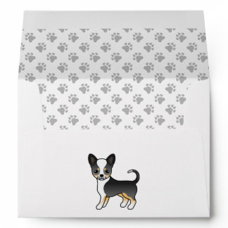 Black Tricolor Smooth Coat Chihuahua Dog &amp; Paws Envelope